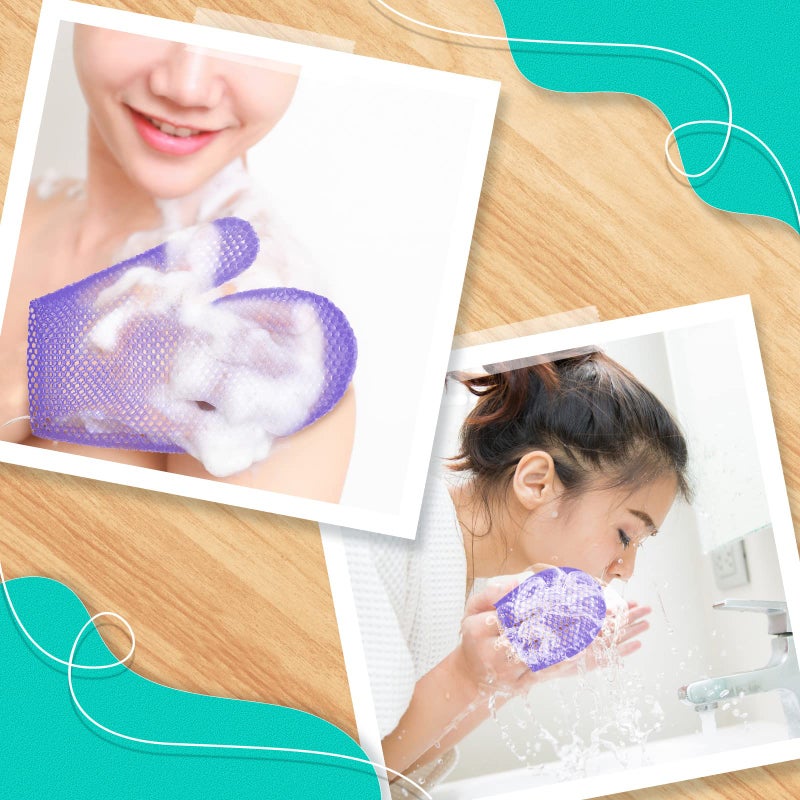 Karenhi Honeycomb Exfoliating Scrubber Set, Honeycomb Face and Body Scrubber Include Spa Bath Mitt Honeycomb Exfoliating Glove for Body Shower, Face Exfoliator Scrubber Sponge, Quick Drying (Purple) - Image 5