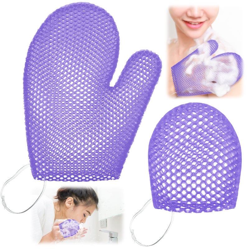 Karenhi Honeycomb Exfoliating Scrubber Set, Honeycomb Face and Body Scrubber Include Spa Bath Mitt Honeycomb Exfoliating Glove for Body Shower, Face Exfoliator Scrubber Sponge, Quick Drying (Purple) - Image 1