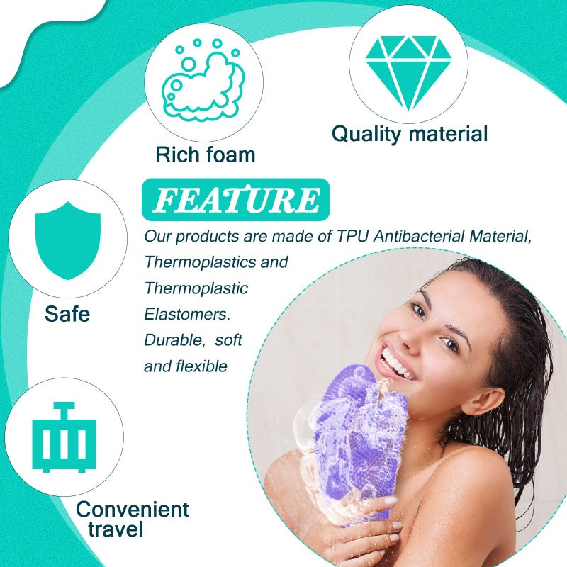 Karenhi Honeycomb Exfoliating Scrubber Set, Honeycomb Face and Body Scrubber Include Spa Bath Mitt Honeycomb Exfoliating Glove for Body Shower, Face Exfoliator Scrubber Sponge, Quick Drying (Purple) - Image 3