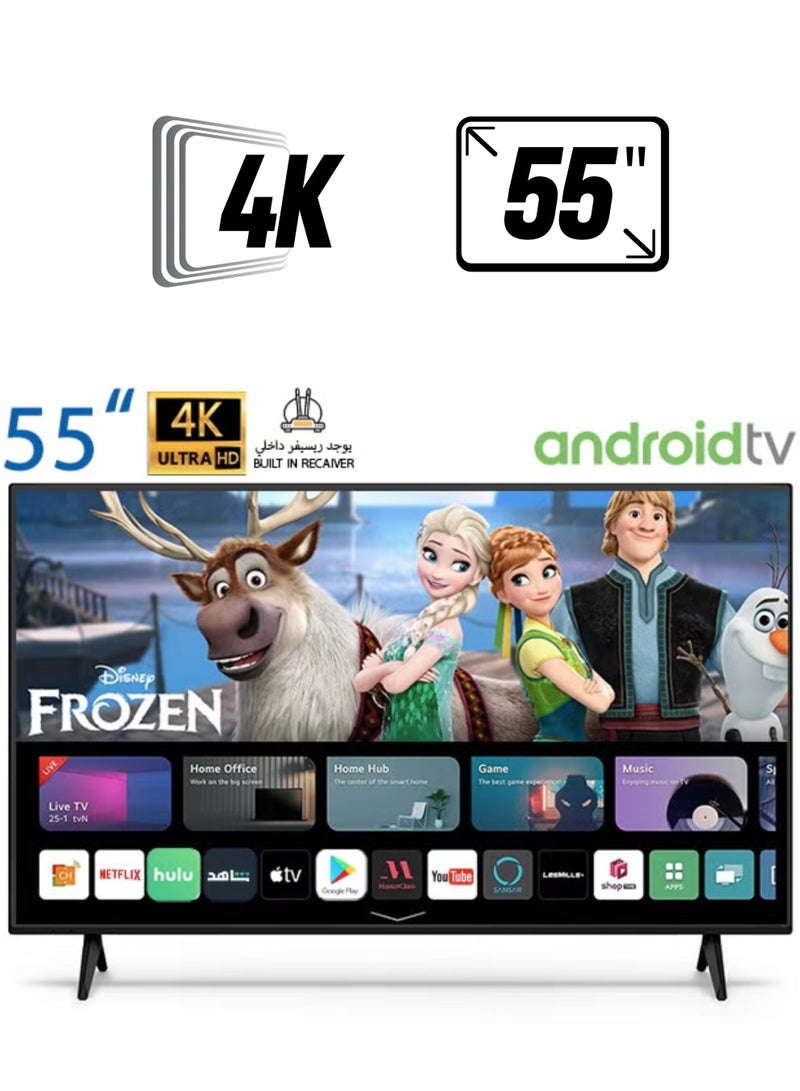 55-Inch Ultra HD 4K Smart Android Television with Wallmount Black DTD55Black  - Image 1