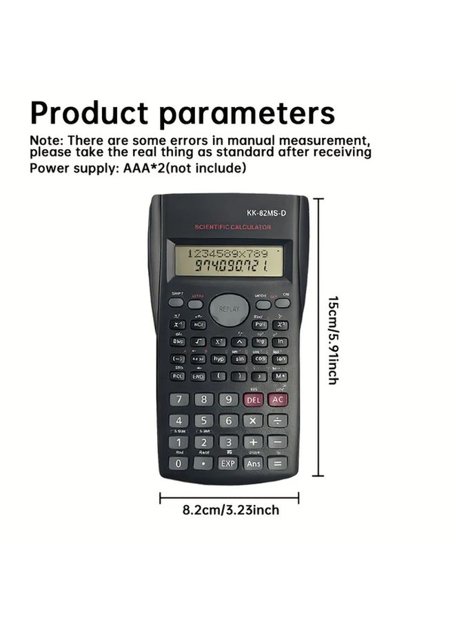 Black Student Exam Scientific Calculator Multi Functional Electronic 1pc - Image 2
