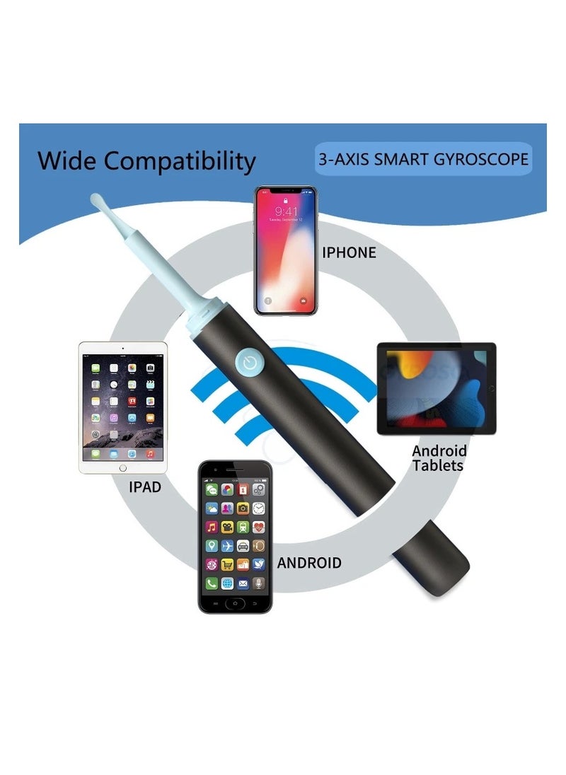 Ear Cleaning Tool With Endoscope Camera Earwax Removal Helper Connect To The Camera Via Wi-Fi On Your Mobile Device Earwax Purifier And Remover Black Color