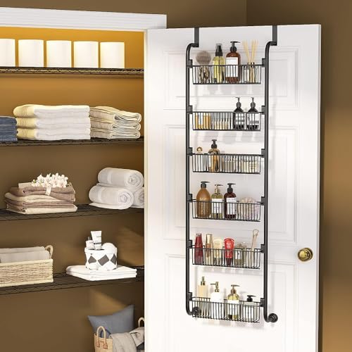 Snazzy 6-Tier Over The Door Pantry Organizer, Heavy-Duty Metal With 6 Baskets, Hanging Storage And Organization For Kitchen, Spice Rack (Black), Hanging Shelves - Image 2