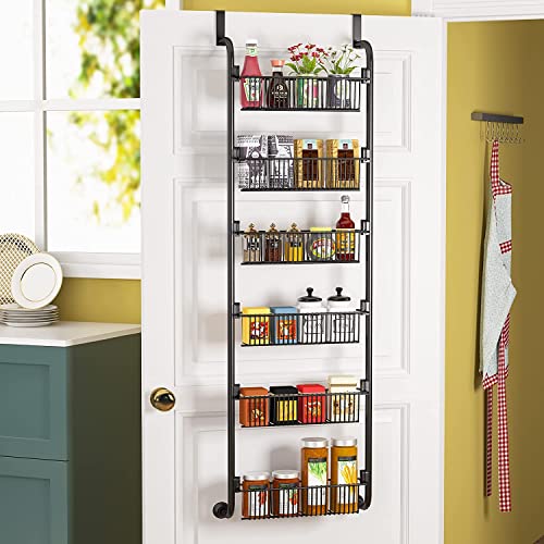 Snazzy 6-Tier Over The Door Pantry Organizer, Heavy-Duty Metal With 6 Baskets, Hanging Storage And Organization For Kitchen, Spice Rack (Black), Hanging Shelves - Image 1