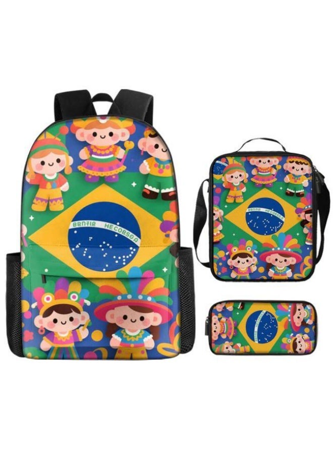 [Super new special offer] Cartoon theme bag three-piece set | double-shoulder + hand-held + storage pen bag | gift self-use good-looking - 443  - Image 1