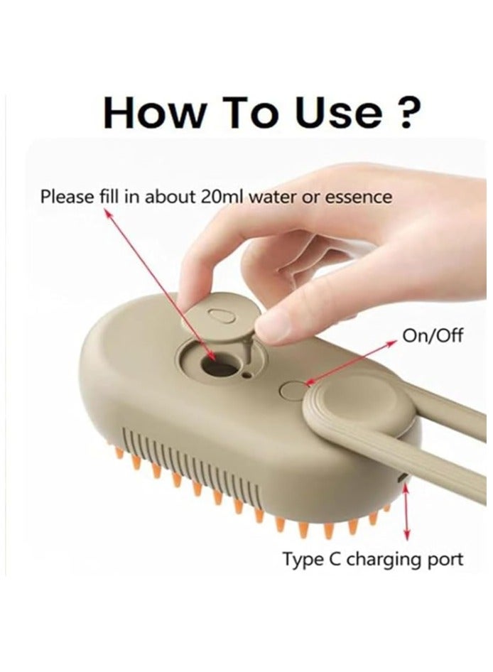 Generic Cloud Care Cat Brush, 2024 Best Cat Steam Brush, Cloud Care Cat Brush, 3-in-1 Self-Cleaning Cat Brush with 360° Rotating Arm, Detachable Silicone Bristle Head  - Image 4