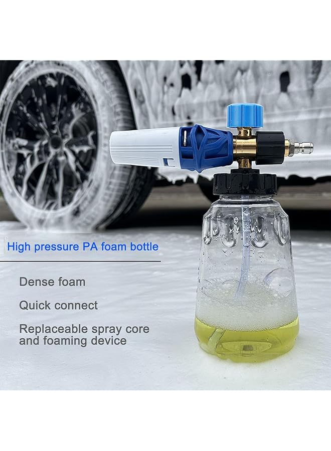 Generic Foam Cannon, 4000Psi Pressure Washer Foam Cannon With 1/4 Inch Quick Connect, Fan Shaped, Cylindrical 2 Spray Patternm, Transparent Bottle Heavy Duty Soap Cannon For Car Washing  - Image 5