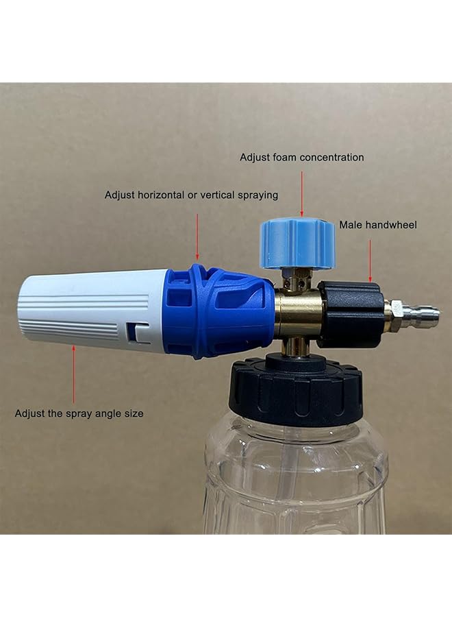 Generic Foam Cannon, 4000Psi Pressure Washer Foam Cannon With 1/4 Inch Quick Connect, Fan Shaped, Cylindrical 2 Spray Patternm, Transparent Bottle Heavy Duty Soap Cannon For Car Washing  - Image 3