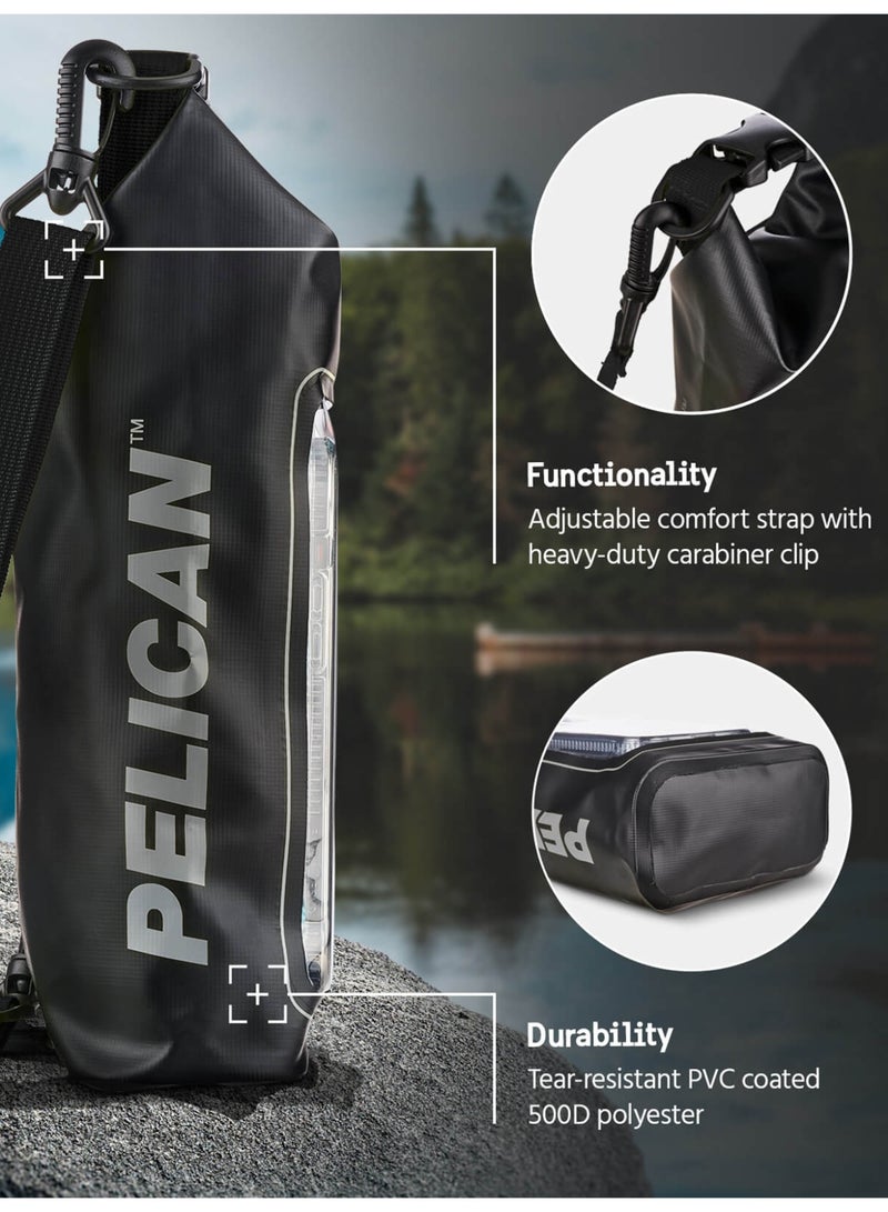 كيس جاف مقاوم للماء 2L PVC مع كيس مقاوم للماء الهاتف اللمس 7 بوصة ، مناسبة للأنشطة في الهواء الطلق ، كيس إغلاق لفة أعلى ، أسود - Image 3