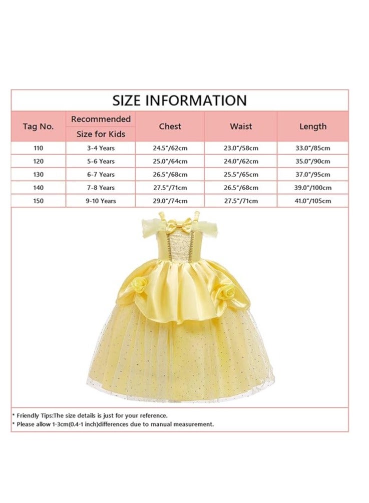 GUDOO مجموعة فستان حفلة عيد ميلاد الأميرة بيل للبنات - Image 5