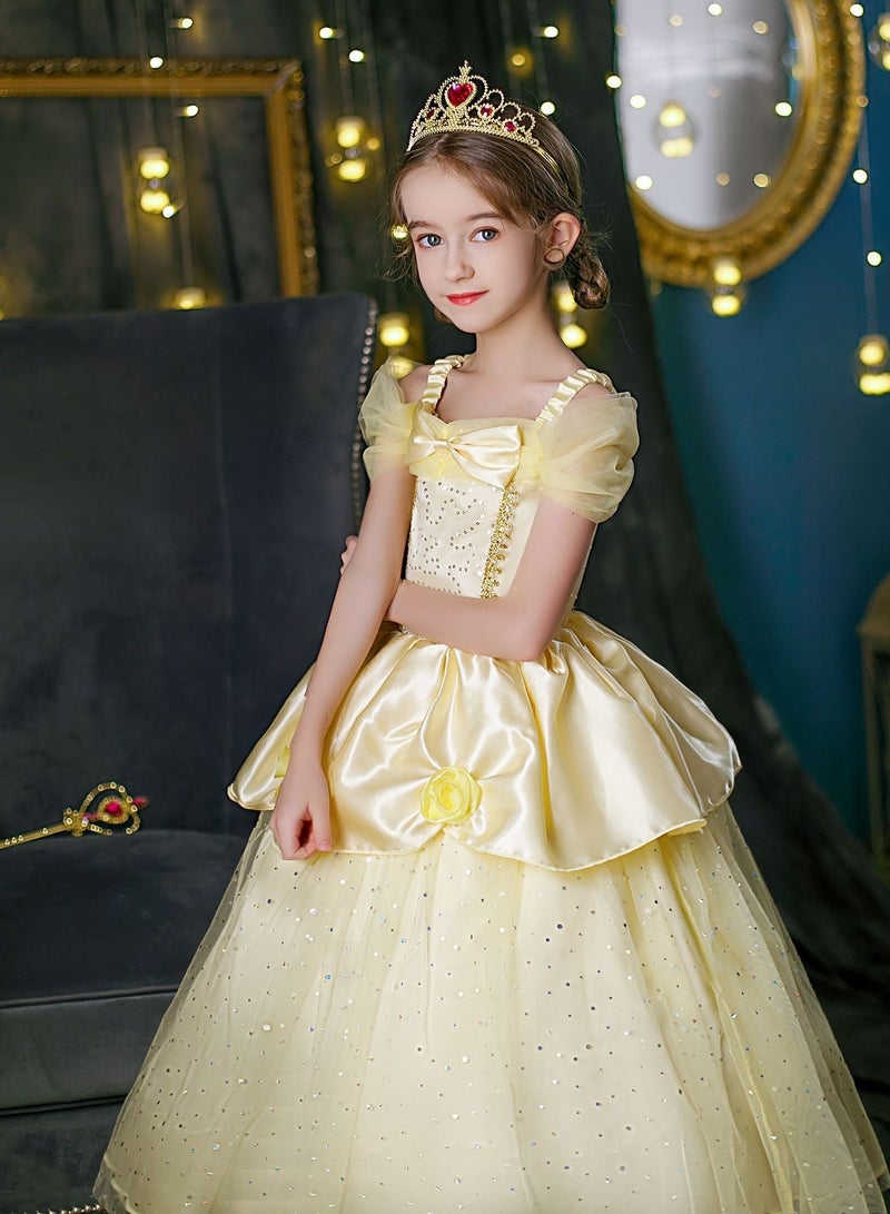 GUDOO Belle Princess Costume Dress Princess Dress Up Clothes for Little Girl Role Play Costume Gift Set Birthday Party Princess Dress Up Toys for Toddler Girls - Image 2