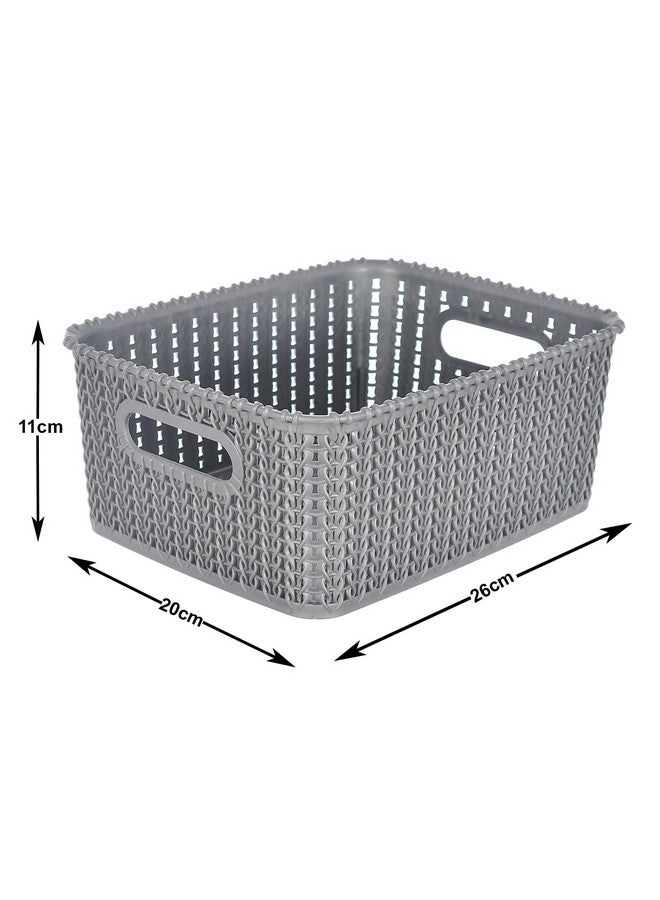 Kuber Industries Multipurposes Large M 20 Plastic Rectangular Basket|Organizer For Kitchen, Countertops|Cabinets, Bathrooms Without Lid- Pack Of 2 (Grey & Brown) - Image 5