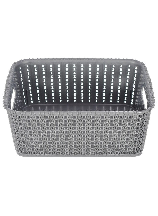 Kuber Industries Multipurposes Large M 20 Plastic Rectangular Basket|Organizer For Kitchen, Countertops|Cabinets, Bathrooms Without Lid- Pack Of 2 (Grey & Brown) - Image 3