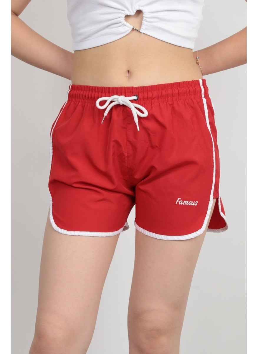 Giysa John Borners Women's Swim Shorts Rope Tie Light Elastic Waist Short Cut Red - 5402  - Image 1