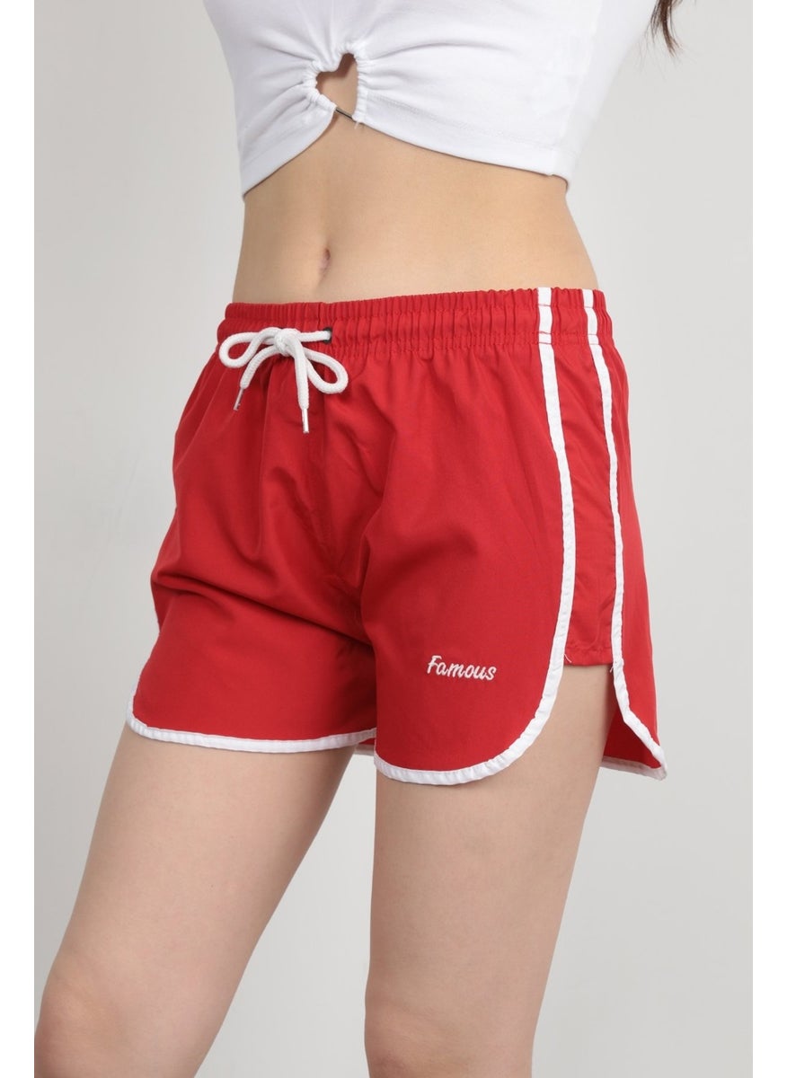 Giysa John Borners Women's Swim Shorts Rope Tie Light Elastic Waist Short Cut Red - 5402  - Image 2