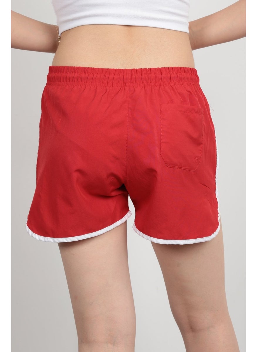 Giysa John Borners Women's Swim Shorts Rope Tie Light Elastic Waist Short Cut Red - 5402  - Image 3