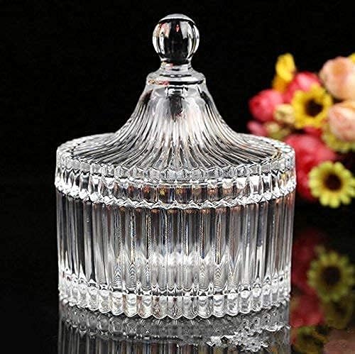 FOMQUAZLI Crystal Diamond Faceted Jar with Crystal Lid Glass Food Storage Organization Set Suitable as Candy Dish Cookie Tin Decorative Sugar Bowl Home Office