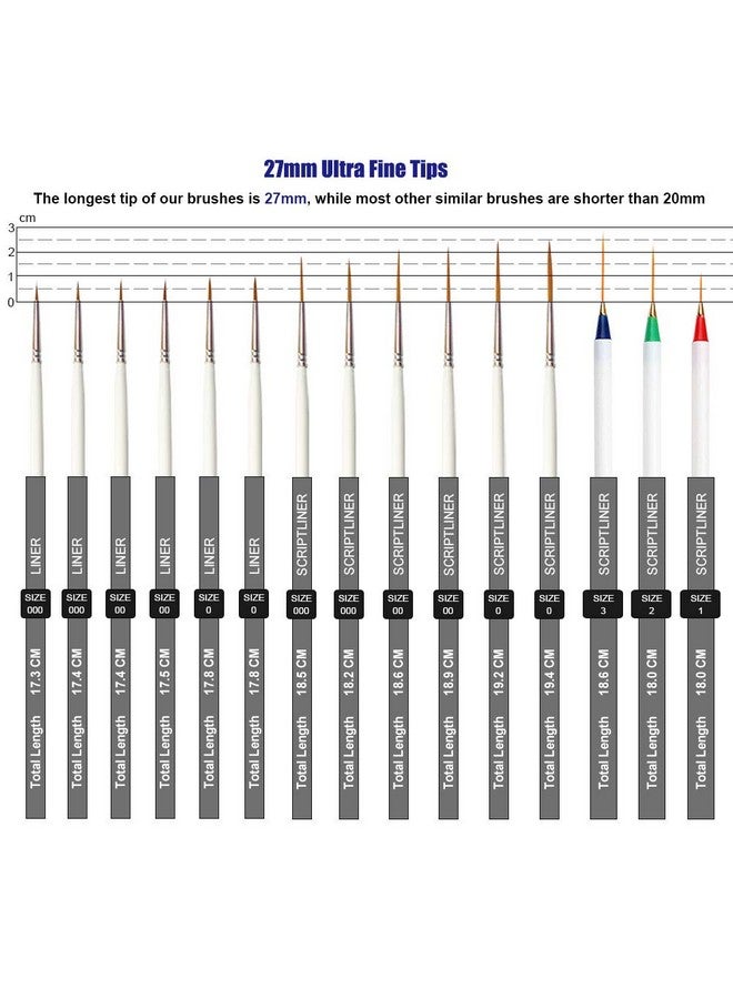 Afantti 15 Pcs Paintbrushes, Detail Fine Paint Brushes Micro Mini Tiny Artist Paintbrush Set | Ultra Fine Point Tip | For Miniature Acrylic Script Line Model Nail Painting - Image 3