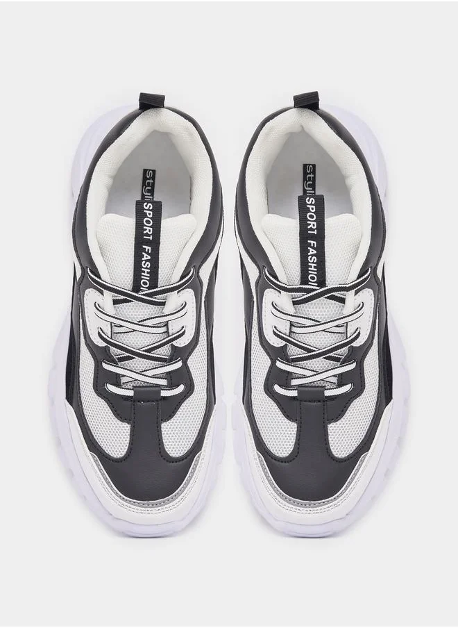 Styli Color Block Mesh Upper Sneakers