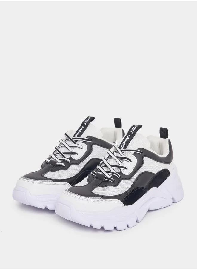 Styli Color Block Mesh Upper Sneakers