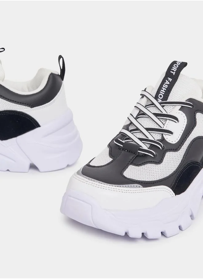 Styli Color Block Mesh Upper Sneakers