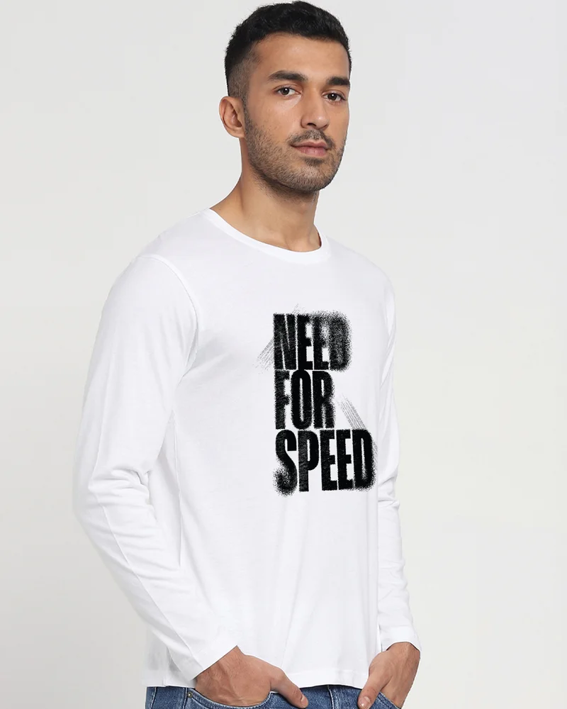 بيواكوف Men's White Need For Speed Typography T-shirt
