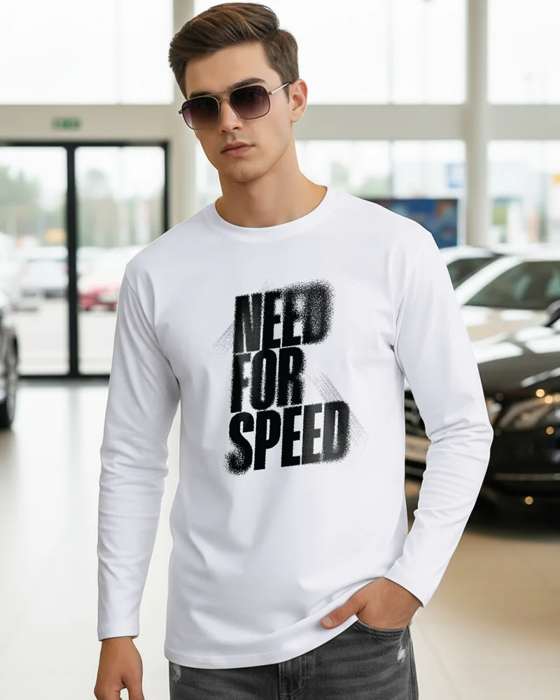 بيواكوف Men's White Need For Speed Typography T-shirt