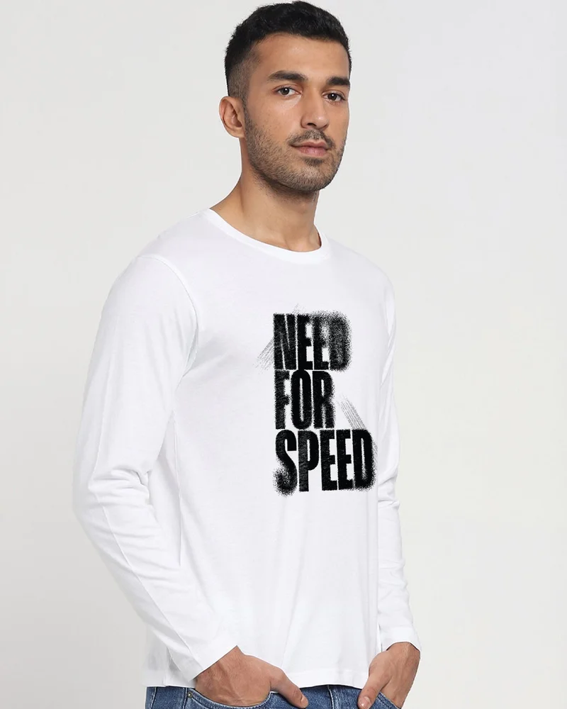 بيواكوف Men's White Need For Speed Typography T-shirt