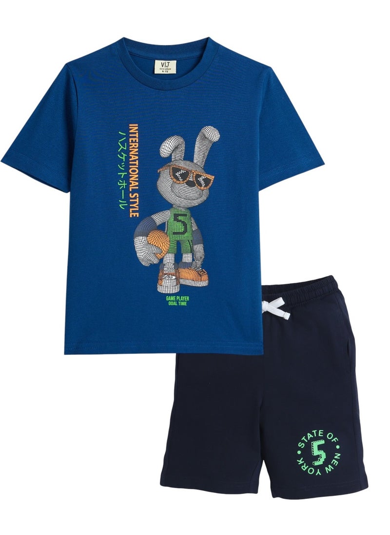 victor and jane Victor and Jane Jr Boys' 2PC Set – Football Play, Cool Rabbit - Royal Blue  - Image 1