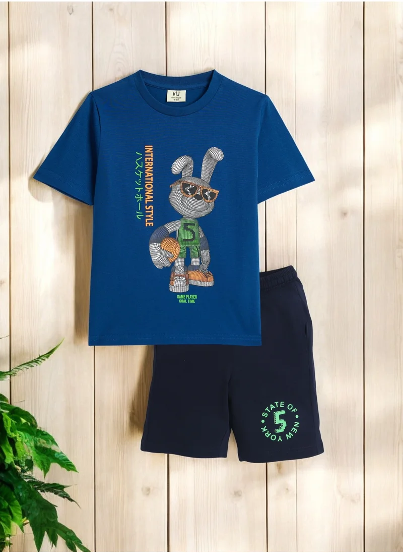 victor and jane Victor and Jane Jr Boys' 2PC Set – Football Play, Cool Rabbit - Royal Blue