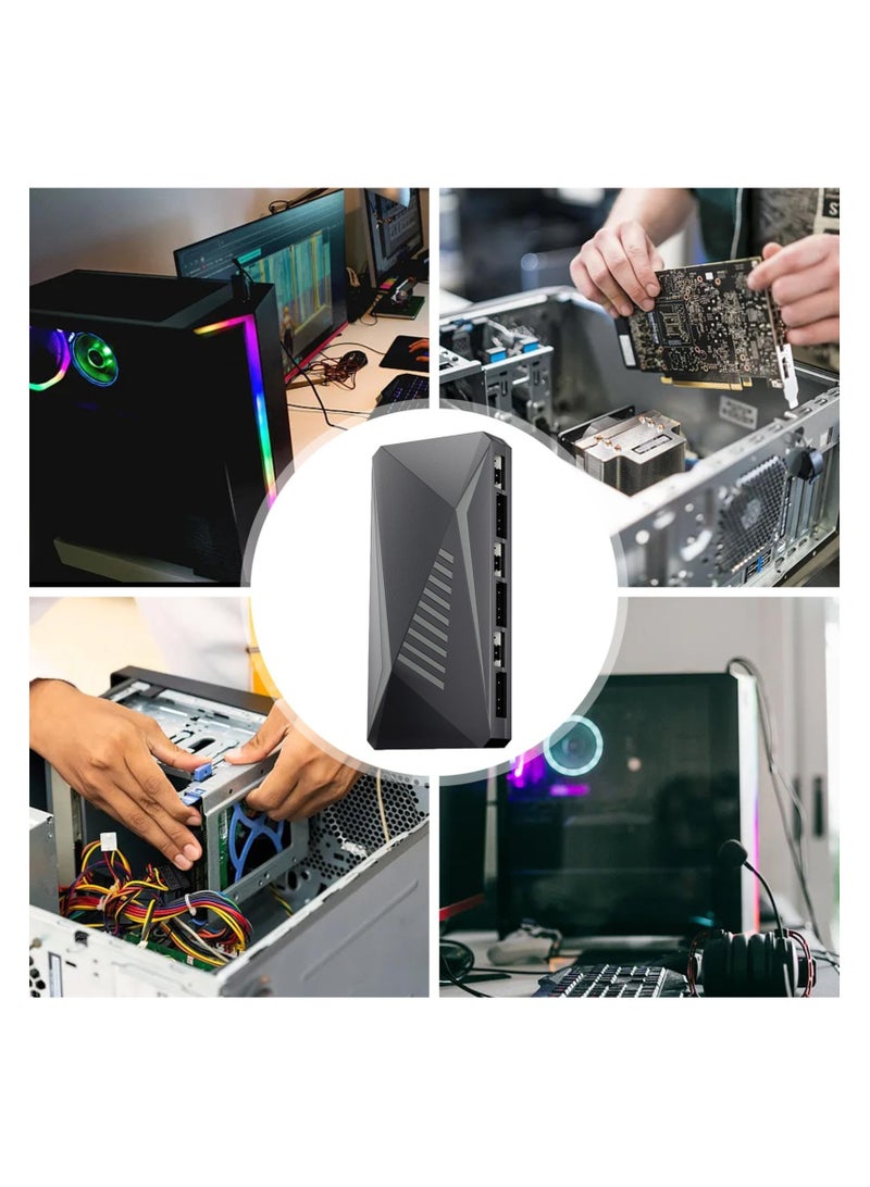 KASTWAVE ARGB Fan HUB Controller, PWM Fan Hub Support 6 Groups of Fans for Addressable 3Pin ARGB & 4Pin PWM, 2-in-1 RGB Case Fan Hub with Remote Control, Hidden Magnetic Base and SATA Power - Image 4