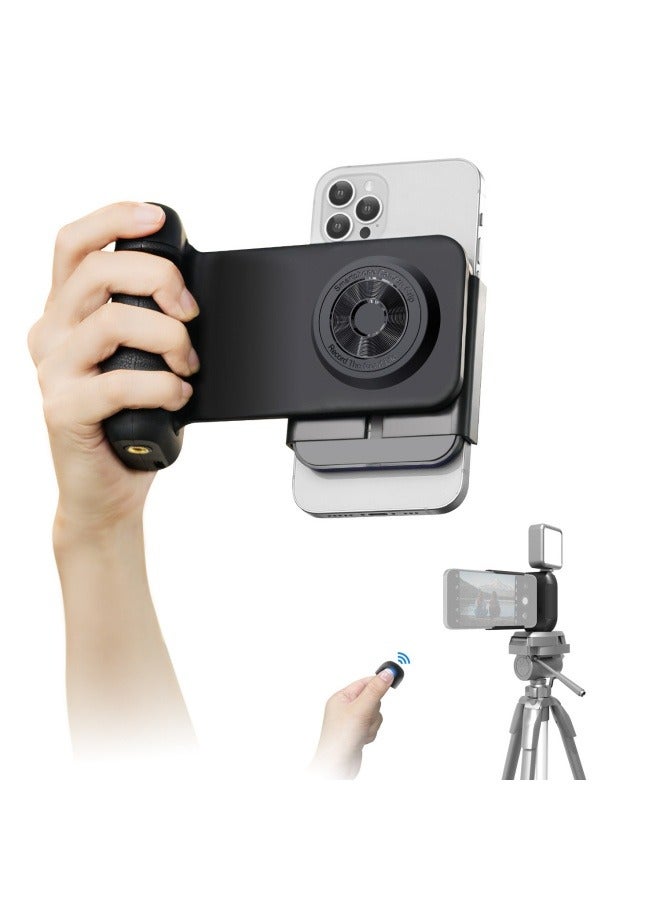 General Mobile phone camera handle Bluetooth remote control camera aid 90° rotating clip cold shoe mouth desktop stand  - Image 1