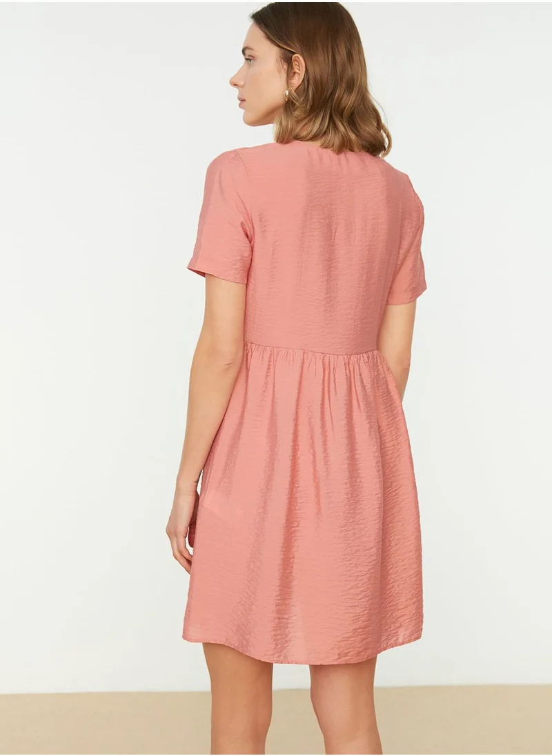 trendyol Pleated Button Detail Dress