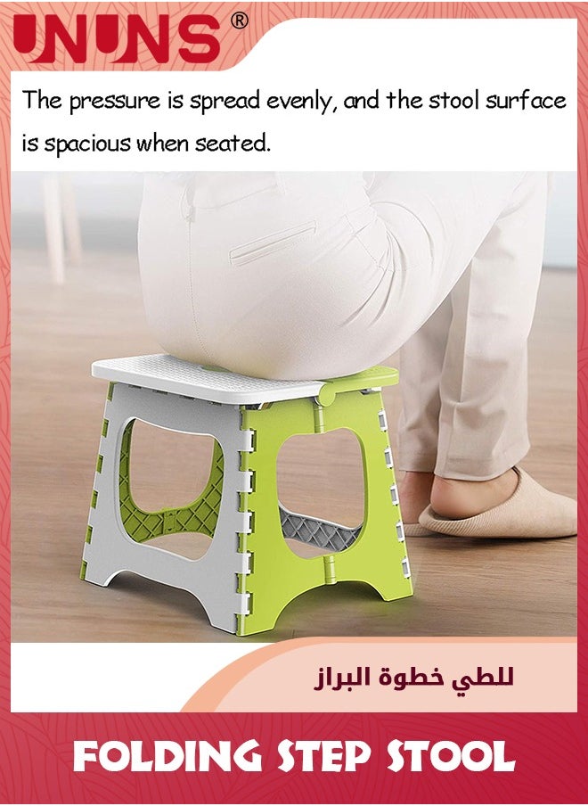 UNUNS مقاعد قابلة للطي، قطعتان من مقعد بلاستيكي قابل للطي، مقعد خفيف الوزن غير قابل للانزلاق مع مقبض، مقعد منزلي قابل للطي للأطفال، مقعد قدم قوي للمطبخ وغرفة النوم  - Image 3