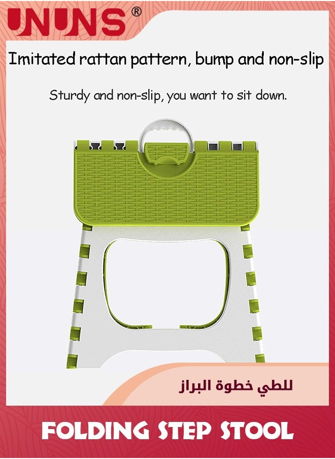 UNUNS مقاعد قابلة للطي، قطعتان من مقعد بلاستيكي قابل للطي، مقعد خفيف الوزن غير قابل للانزلاق مع مقبض، مقعد منزلي قابل للطي للأطفال، مقعد قدم قوي للمطبخ وغرفة النوم  - Image 5