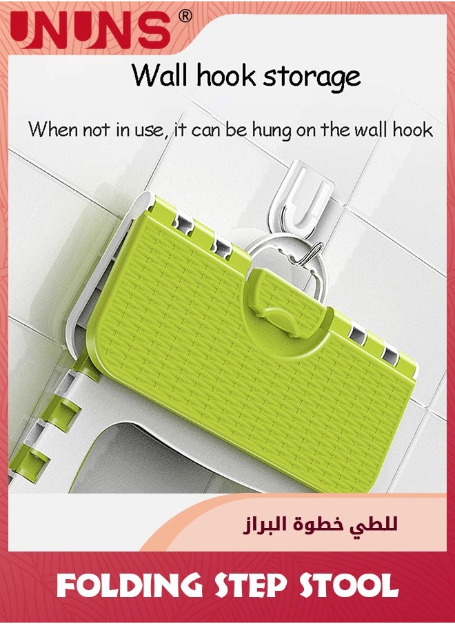 UNUNS مقاعد قابلة للطي، قطعتان من مقعد بلاستيكي قابل للطي، مقعد خفيف الوزن غير قابل للانزلاق مع مقبض، مقعد منزلي قابل للطي للأطفال، مقعد قدم قوي للمطبخ وغرفة النوم  - Image 4