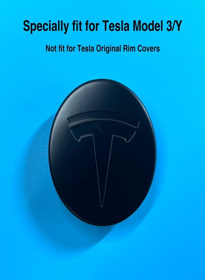 Tesheer Wheel Center Hub Cap Kit with Tesla Emble Brand Center Caps for Model 3 Model Y with 20 Lug Nut Covers (4PCS) (Matte Black) - Image 3