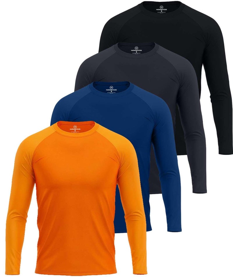 REALESSENTIALS Real Essentials 4 Pack Mens Long Sleeve Rash Guard Shirt UPF 50 Swim Beach UV Sun Protection Fishing Quick Dry Big Tall - Image 2