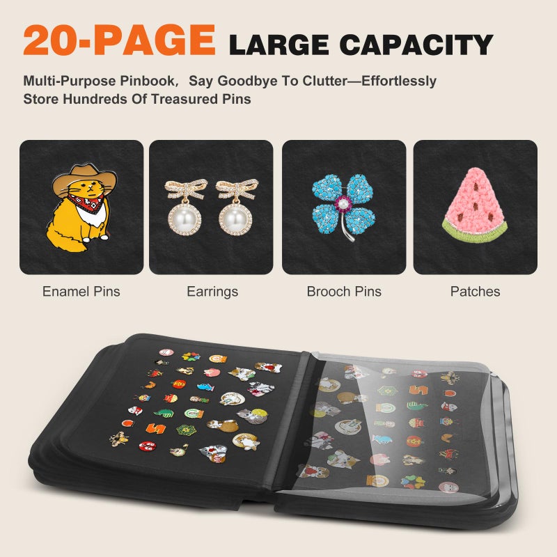 JAYOBGO Enamel Pin Display Bag & Pin Trading Book for Collectors - Large Capacity 20 Page Pin Board Case with Removable Pages for Travel & Trading - Image 2