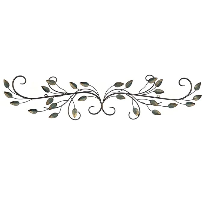 POBKING Enchanting Leaves Wall Art - Metal Leaves & Flowers Over Door, Black Metal, The Door Wall Deco - Image 1
