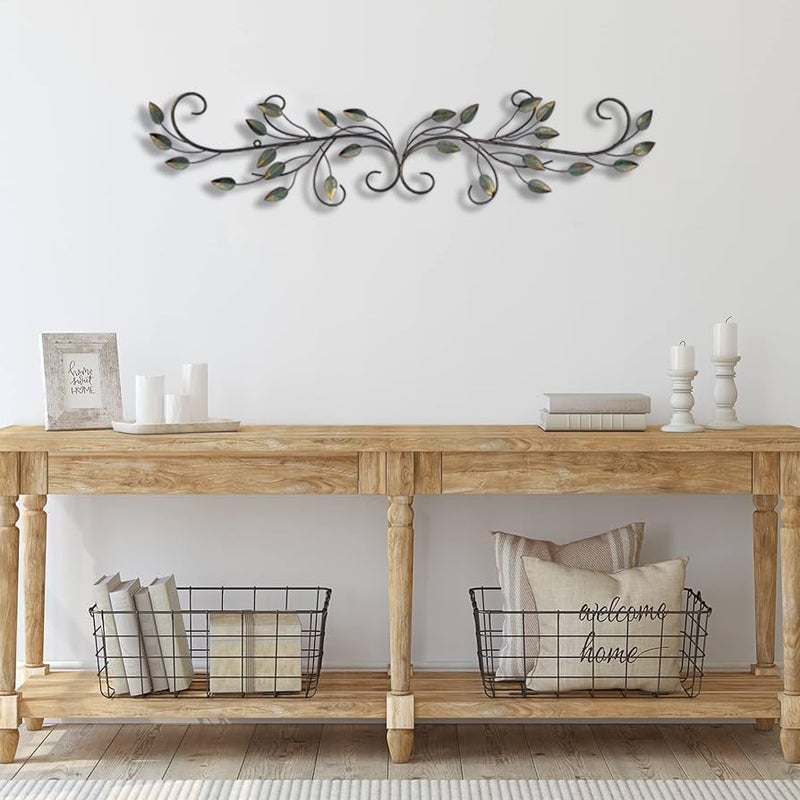 POBKING Enchanting Leaves Wall Art - Metal Leaves & Flowers Over Door, Black Metal, The Door Wall Deco - Image 5