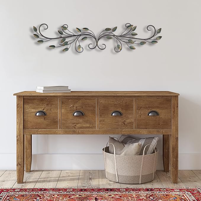 POBKING Enchanting Leaves Wall Art - Metal Leaves & Flowers Over Door, Black Metal, The Door Wall Deco - Image 3