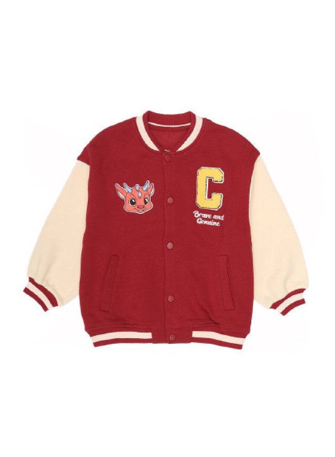 Zara kids' Cute Dinosaur Print Fashion Color-blocked Baseball Jacket - Image 1