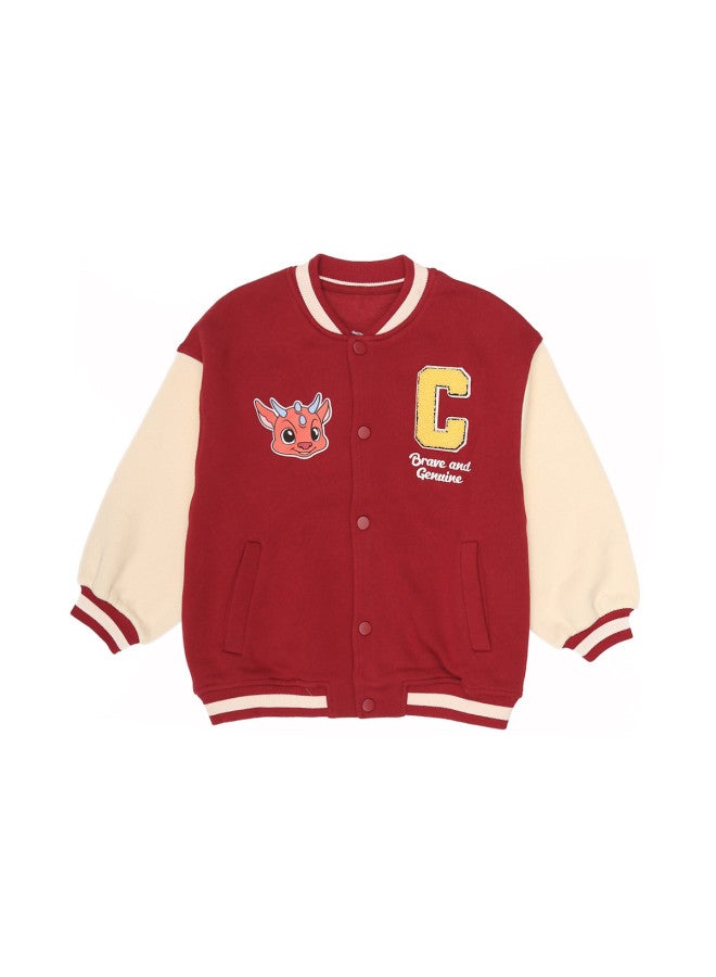 Zara kids' Cute Dinosaur Print Fashion Color-blocked Baseball Jacket - Image 2