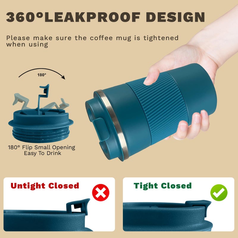 SPLMIFA Vacuum-Insulated Stainless Steel Travel Coffee Mug, Leak-Proof Reusable Coffee Cup with Lid - Keep Hot & Cold Drinks for Hours, Durable Insulated Tumbler for Men & Women(3rd-Blue, 12OZ) - Image 5