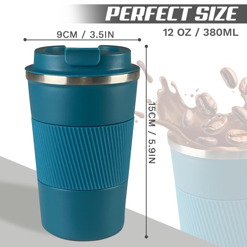 SPLMIFA Vacuum-Insulated Stainless Steel Travel Coffee Mug, Leak-Proof Reusable Coffee Cup with Lid - Keep Hot & Cold Drinks for Hours, Durable Insulated Tumbler for Men & Women(3rd-Blue, 12OZ) - Image 4
