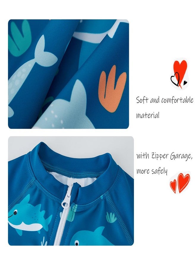 UMELOK Toddler Boy Swimsuit Rash Guard Swimwear Rashguard UPF 50+ Sun Protection Bathing Suit Sunsuit Blue, Daddy Shark-4T - Image 5