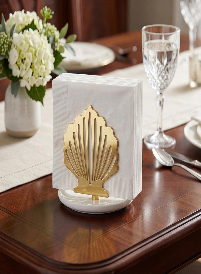 VROOMIUM Ceramic Napkin Holder for Table, Wipe-Clean and Non-Slip Base, Gold Decorative Napkin Standing Holders, Servilleteros para Mesas Elegantes - Image 5