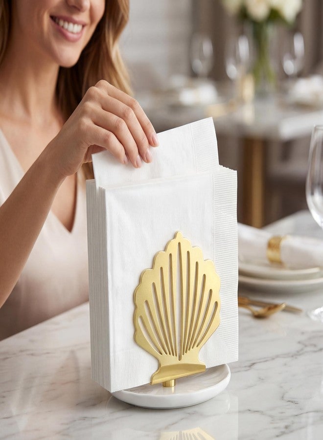 VROOMIUM Ceramic Napkin Holder for Table, Wipe-Clean and Non-Slip Base, Gold Decorative Napkin Standing Holders, Servilleteros para Mesas Elegantes - Image 4