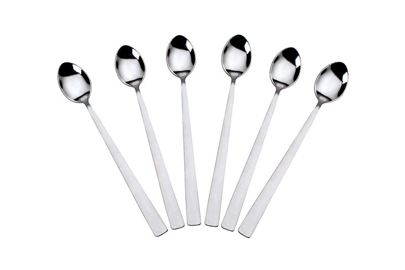 Parage Stainless Steel Soda Spoon 6 PCS, 20.5 cm Length, Ice Cream Spoon for Tall Glasses, Cocktail Bar Long Handle Spoon, Milkshake Spoon, Coffee Spoon, Bournvita Spoon, Bar Set, Set of 6, Silver - Image 1